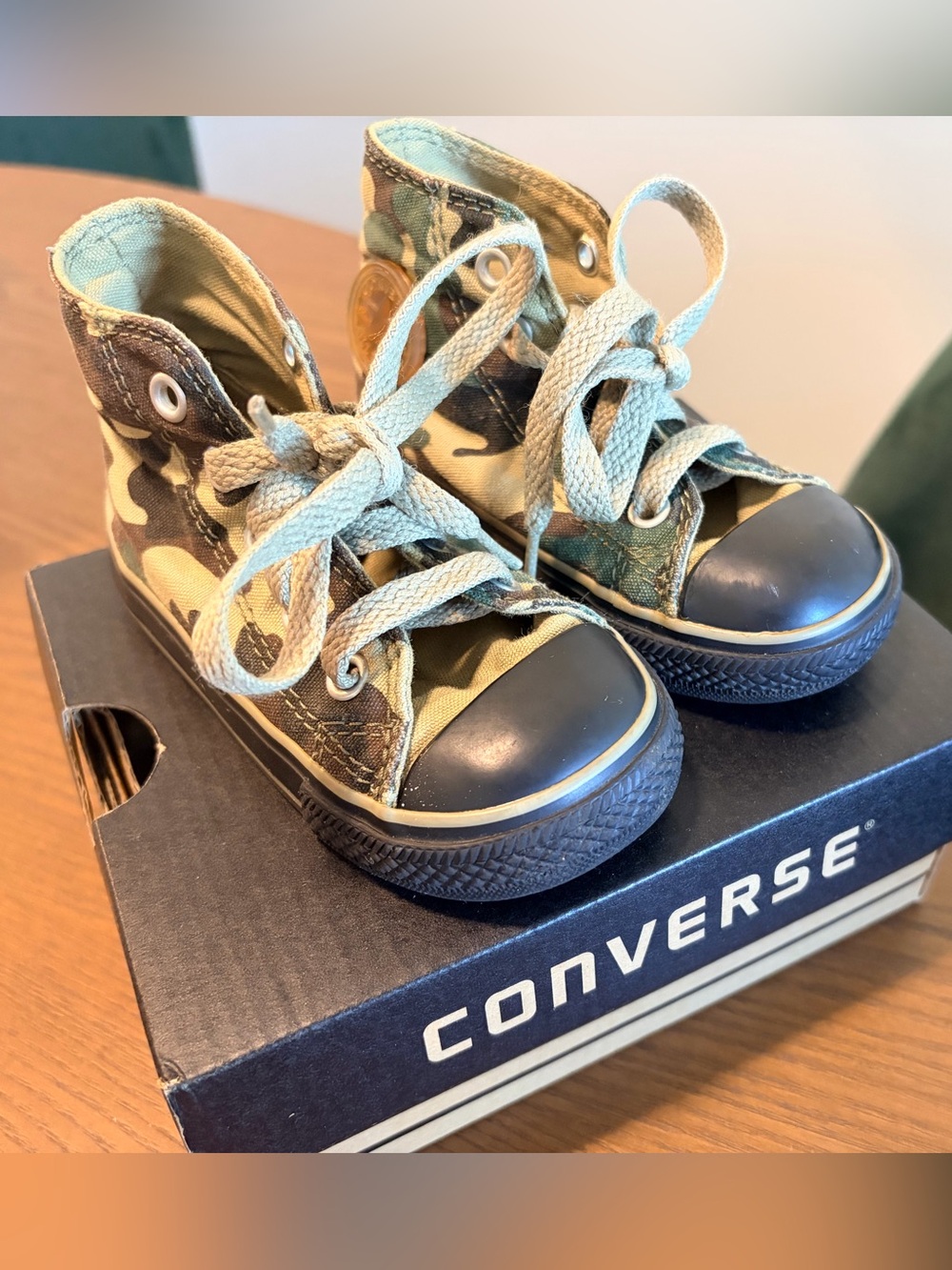 Converse Kids Camouflage High-Top Sneakers in Green and Black